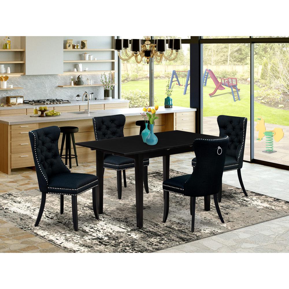 5 Piece Dining Table Set Contains a Rectangle Wooden Table with Butterfly Leaf. Picture 7
