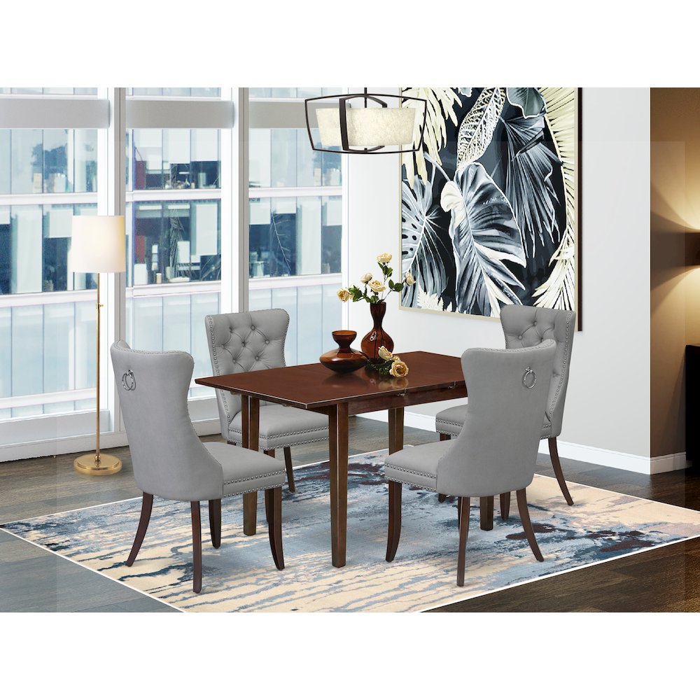 5 Piece Kitchen Table Set Contains a Rectangle Dining Table with Butterfly Leaf. Picture 2