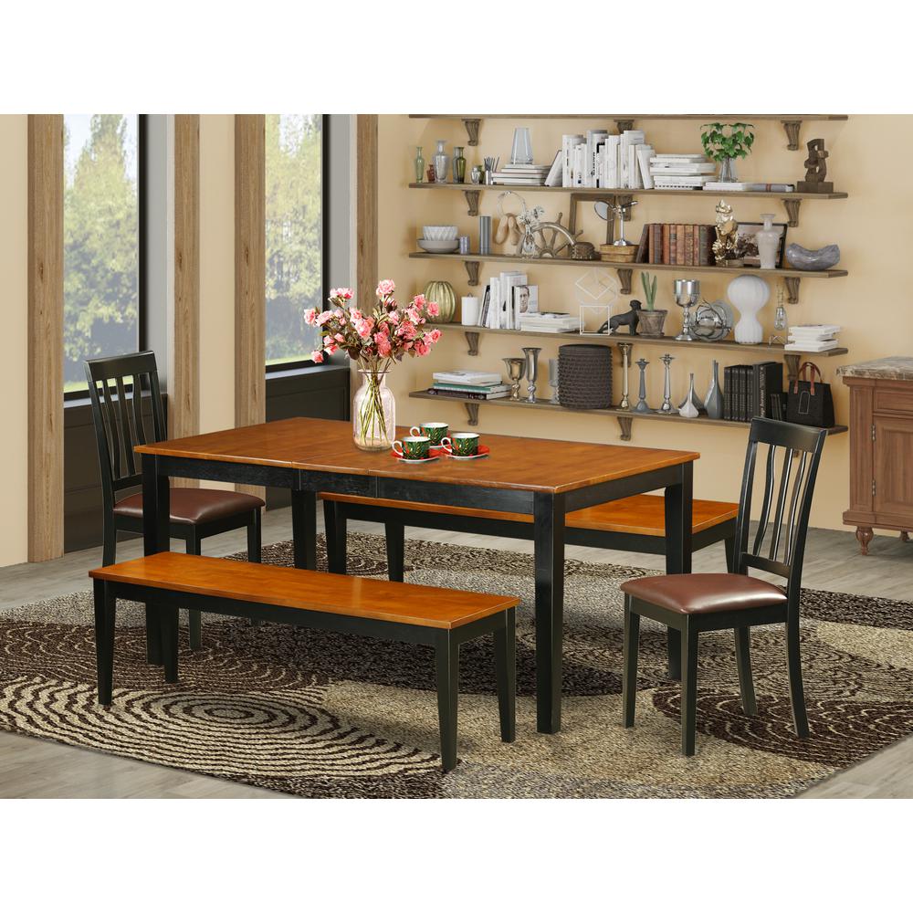 Dining Room Set Black & Cherry, NIAN5N-BCH-LC. Picture 2