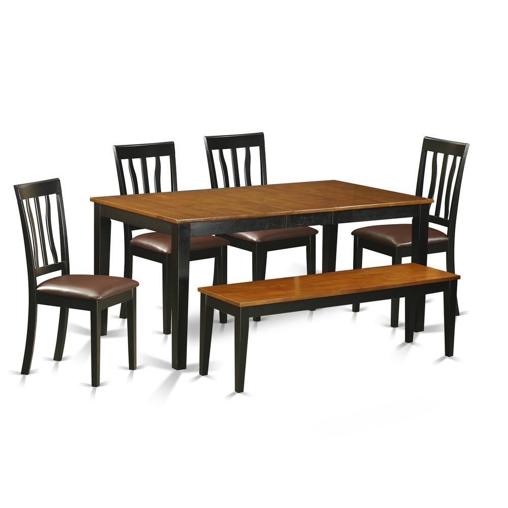 6  PC  Kitchen  Table  set-Dining  Table  and  4  Wood  Chairs  plus  a  bench. Picture 1