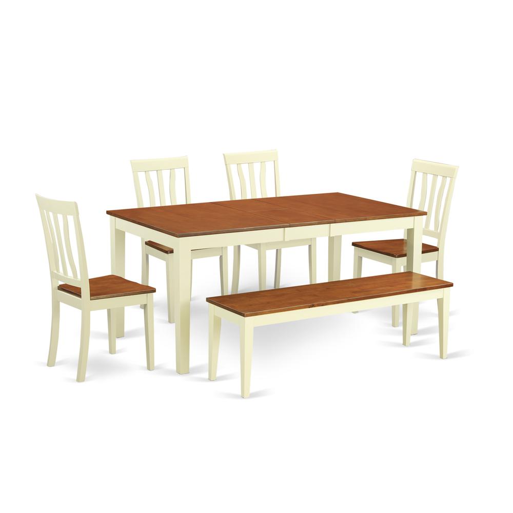 6-Pc  Table  and  chair  set  -  Kitchen  Table  and  4  Dining  Chairs  together  with  Bench. Picture 1