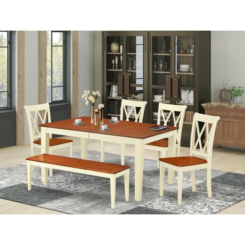 Dining Room Set Buttermilk & Cherry, NICL6-BMK-W. Picture 2