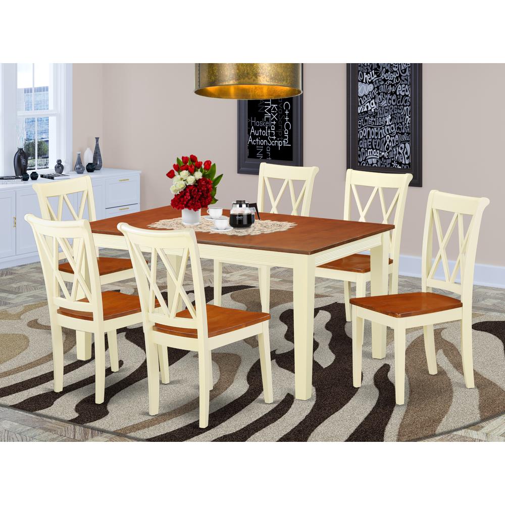 Dining Room Set Buttermilk & Cherry, NICL7-BMK-W. Picture 2