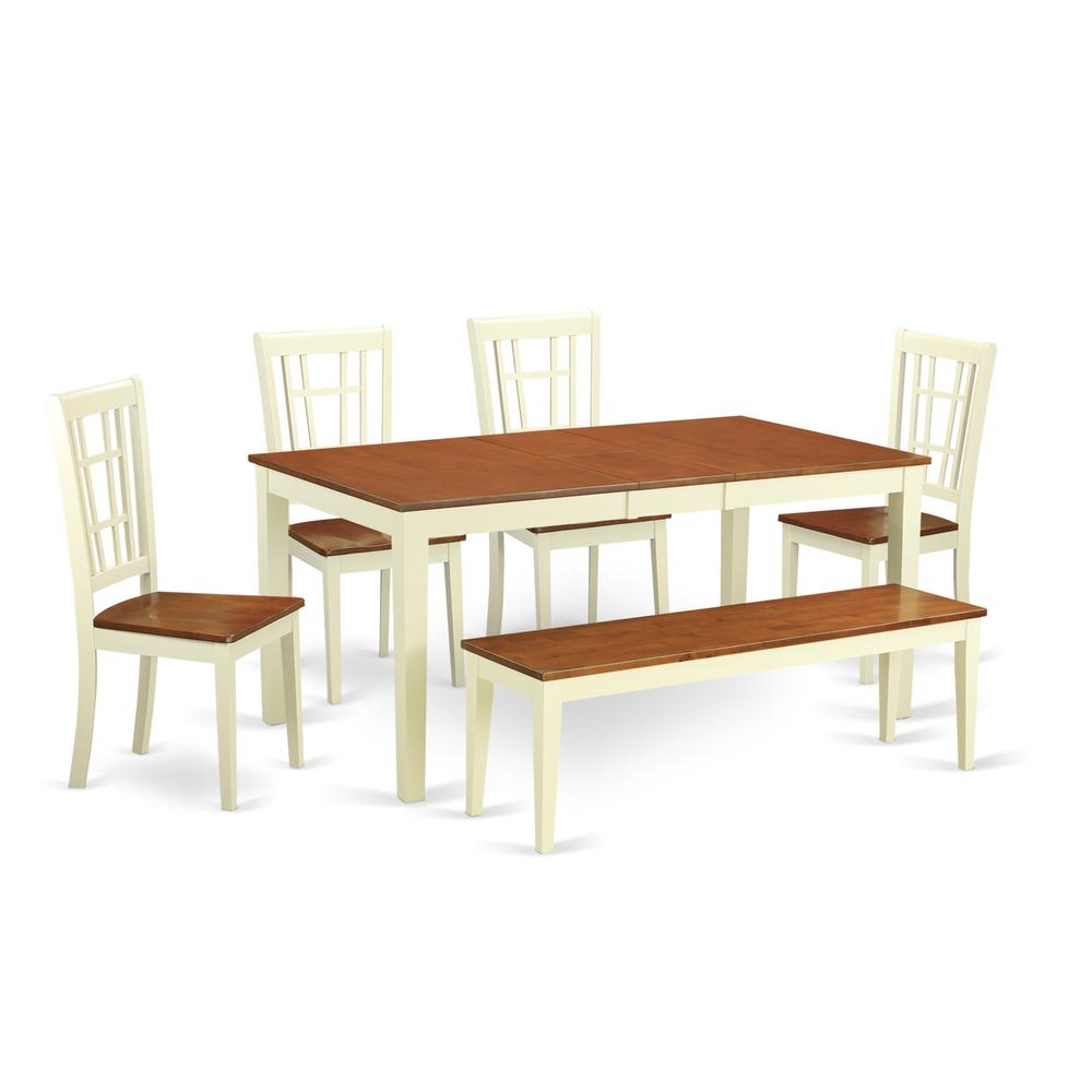 6-Pc  Dining  room  set  for  4-Table  with  Leaf  and  4  Kitchen  Chairs  plus  bench. Picture 1