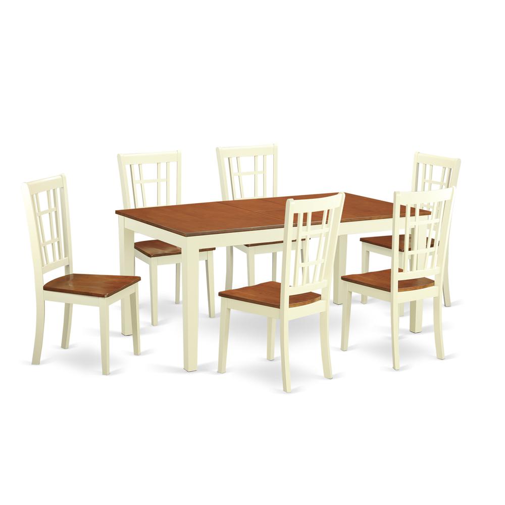 7  Pc  Dining  room  set-Dining  Table  with  Leaf  and  6  Kitchen  Dining  Chairs. Picture 1