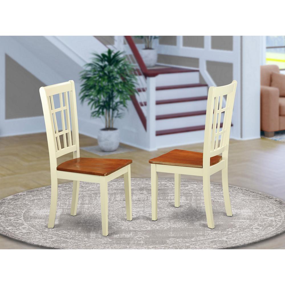 Nicoli  Dining  Chair  with  Wood  Seat  buttermilk  &  brown  finish,  Set  of  2. Picture 2