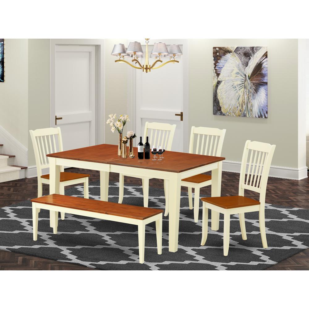 Dining Room Set Buttermilk & Cherry, NIDA6-BMK-W. Picture 2
