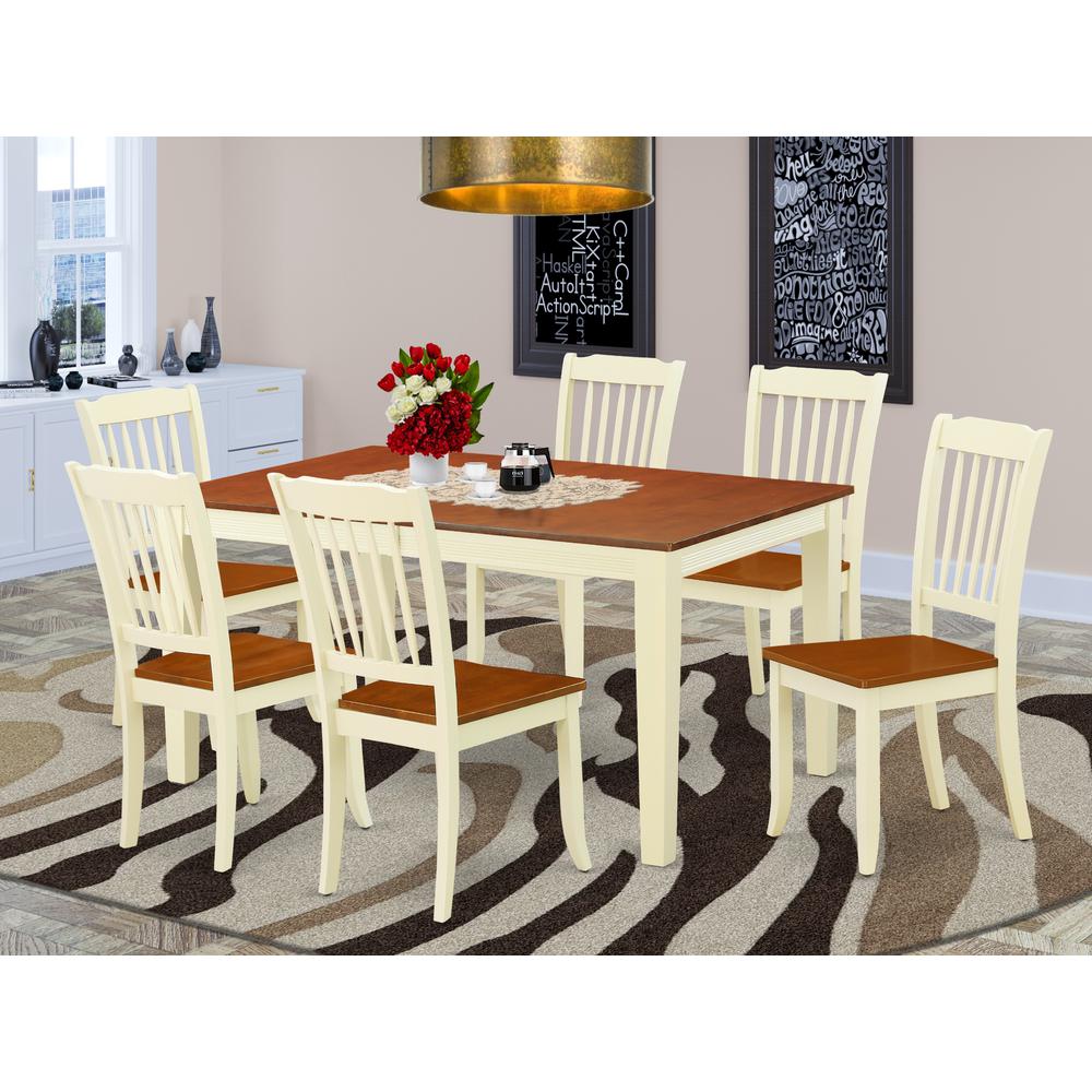 Dining Room Set Buttermilk & Cherry, NIDA7-BMK-W. Picture 2