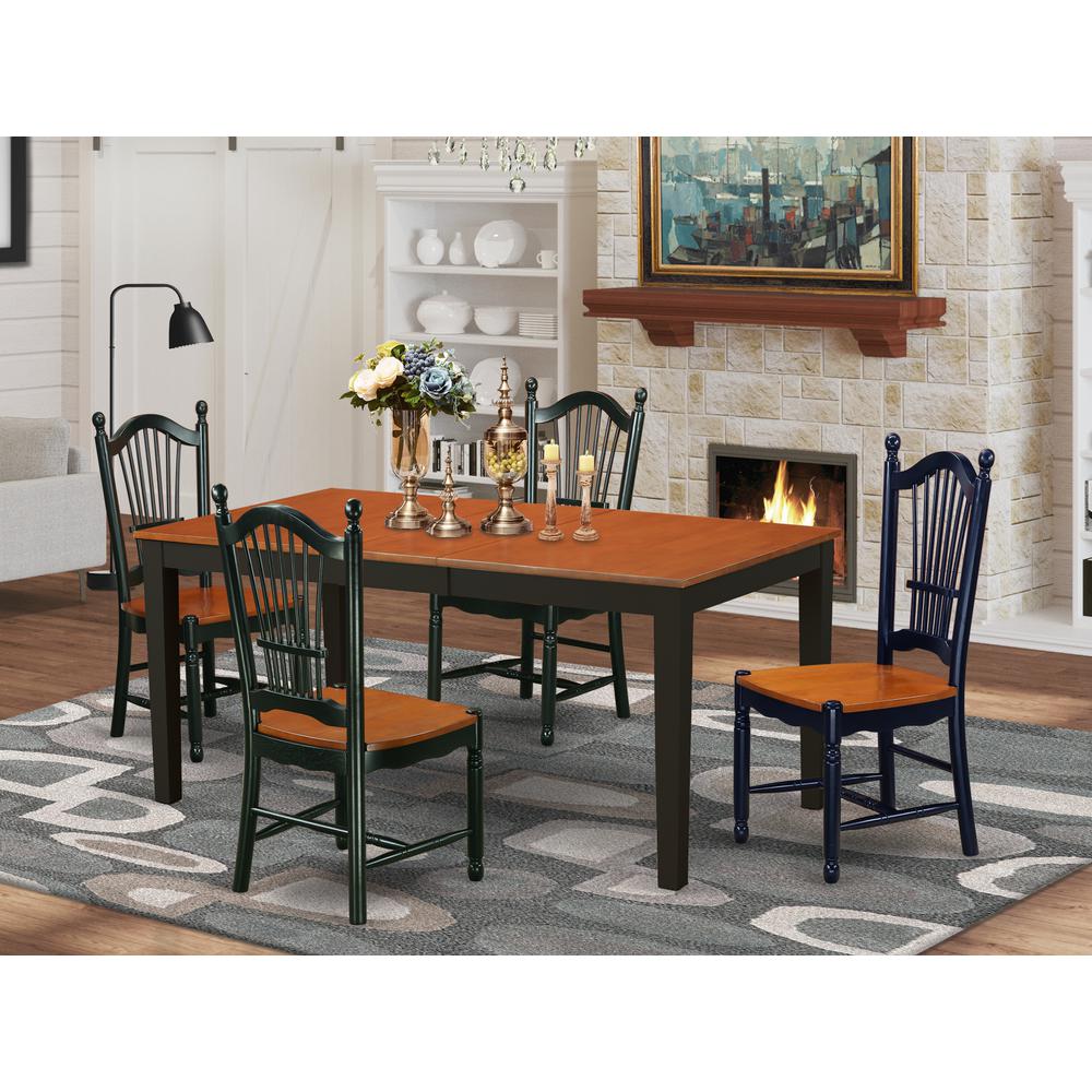 Dining Room Set Black & Cherry, NIDO5-BCH-W. Picture 2