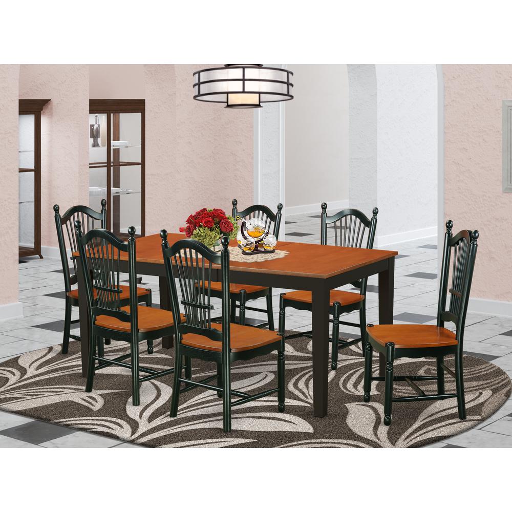 Dining Room Set Black & Cherry, NIDO7-BCH-W. Picture 2