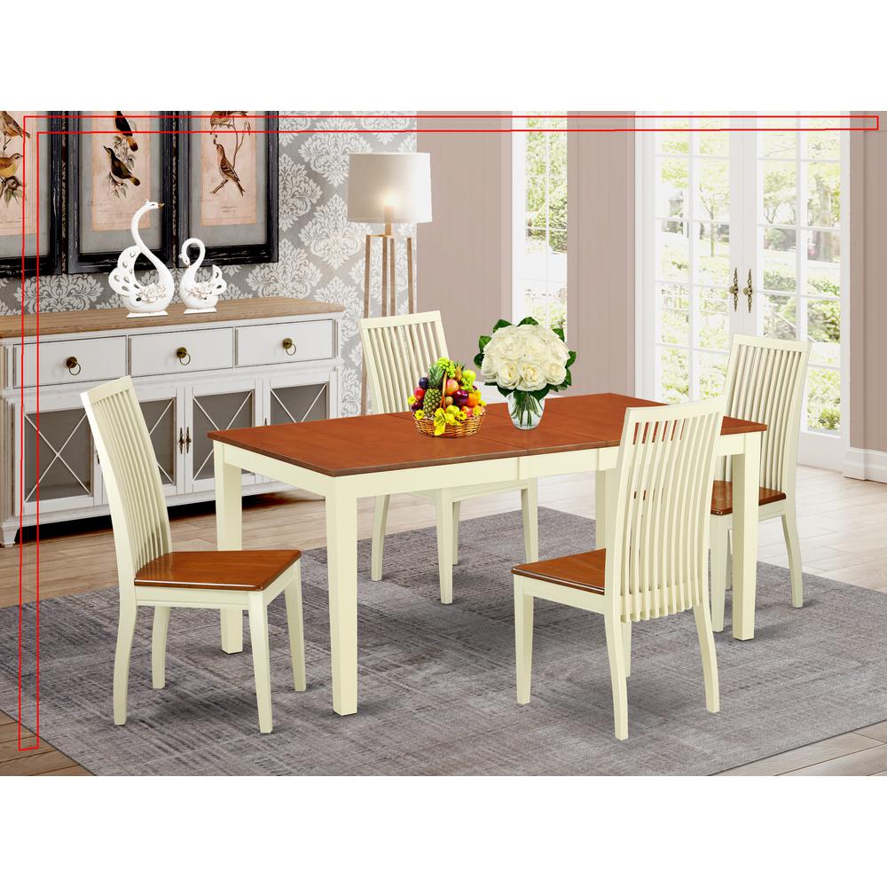 Dining Room Set Buttermilk & Cherry, NIIP5-BMK-W. Picture 2
