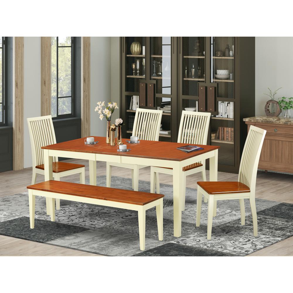 Dining Room Set Buttermilk & Cherry, NIIP6-BMK-W. Picture 2