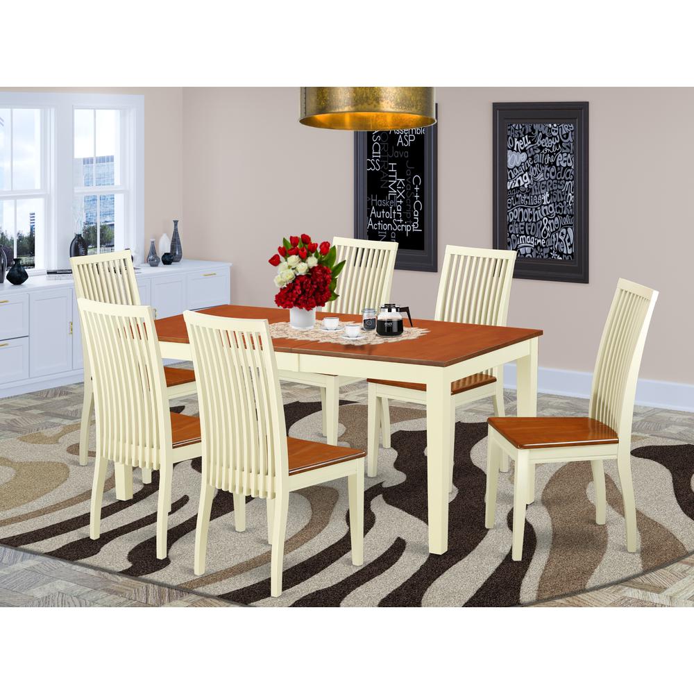 Dining Room Set Buttermilk & Cherry, NIIP7-BMK-W. Picture 2