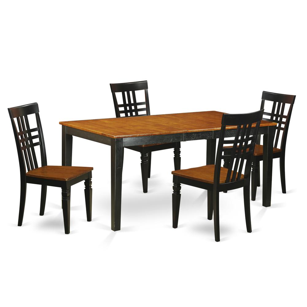 5  PC  Kitchen  Table  set  with  a  Nicoli  Table  and  4  Dining  Chairs  in  Black  and  Cherry. Picture 1