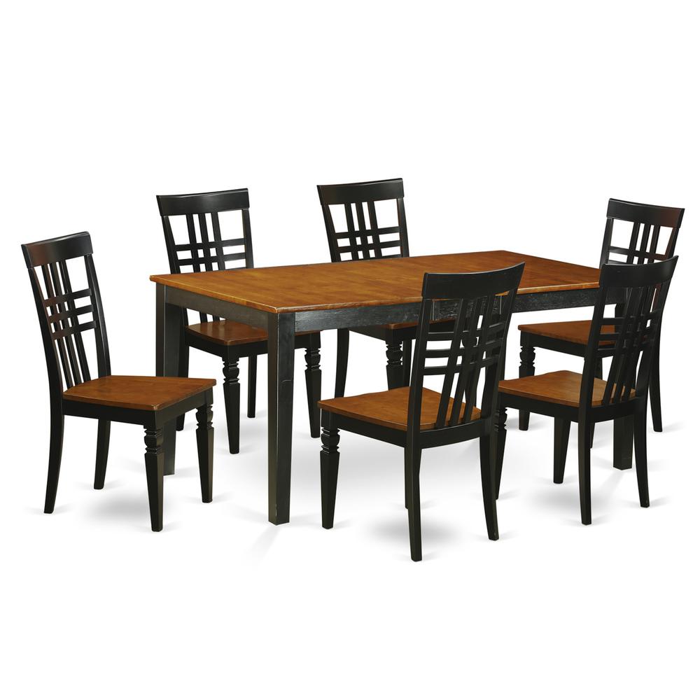 7  PC  Kitchen  Table  set  with  a  Nicoli  Table  and  6  Dining  Chairs  in  Black  and  Cherry. Picture 1