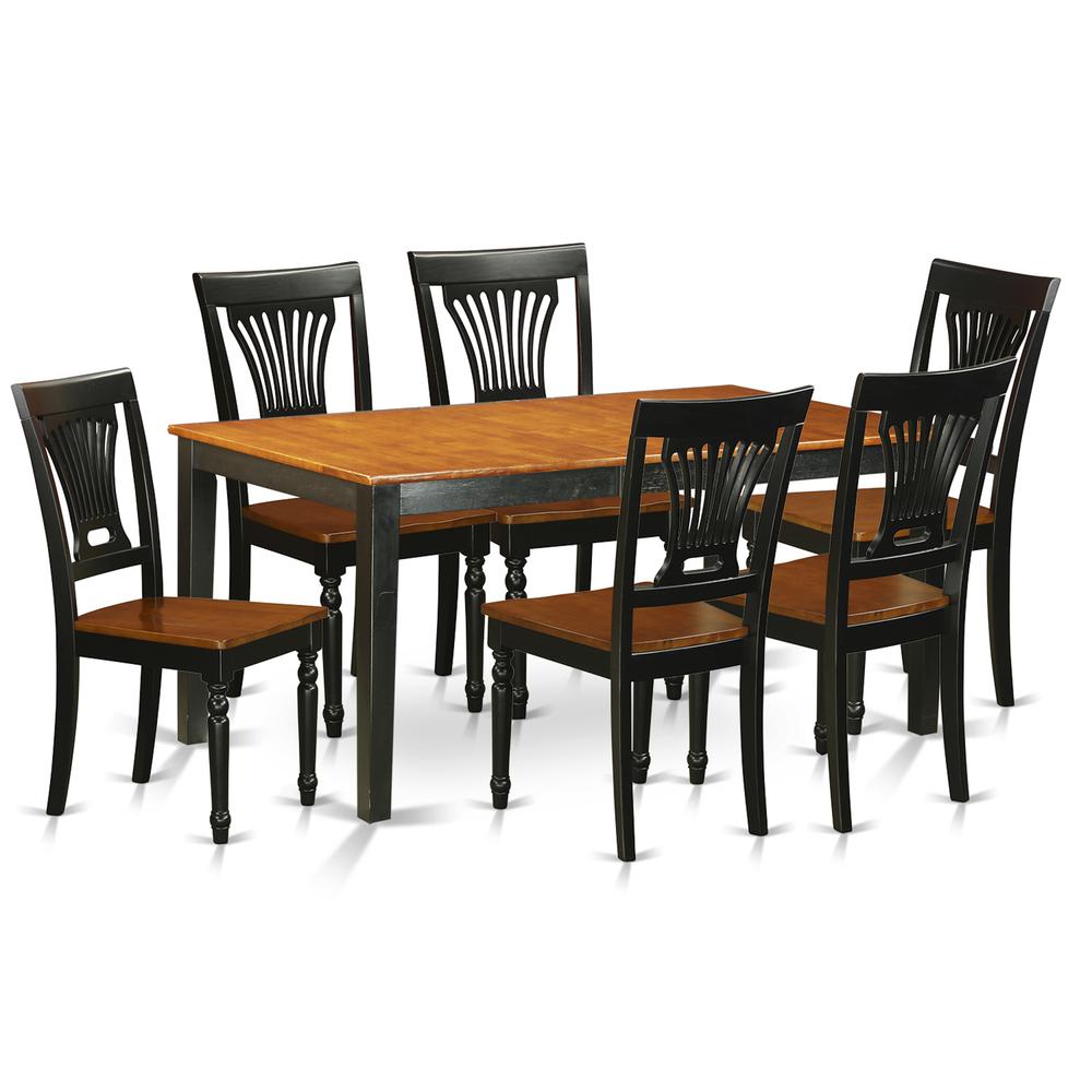 7  PC  Table  set-Dining  Table  and  6  Wood  Dining  Chairs. Picture 1
