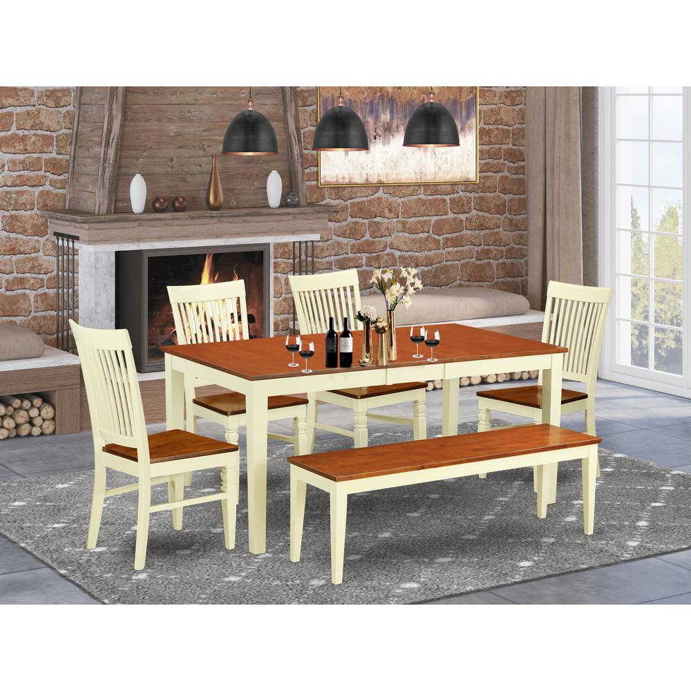 Dining Room Set Buttermilk & Cherry, NIWE6-BMK-W. Picture 2