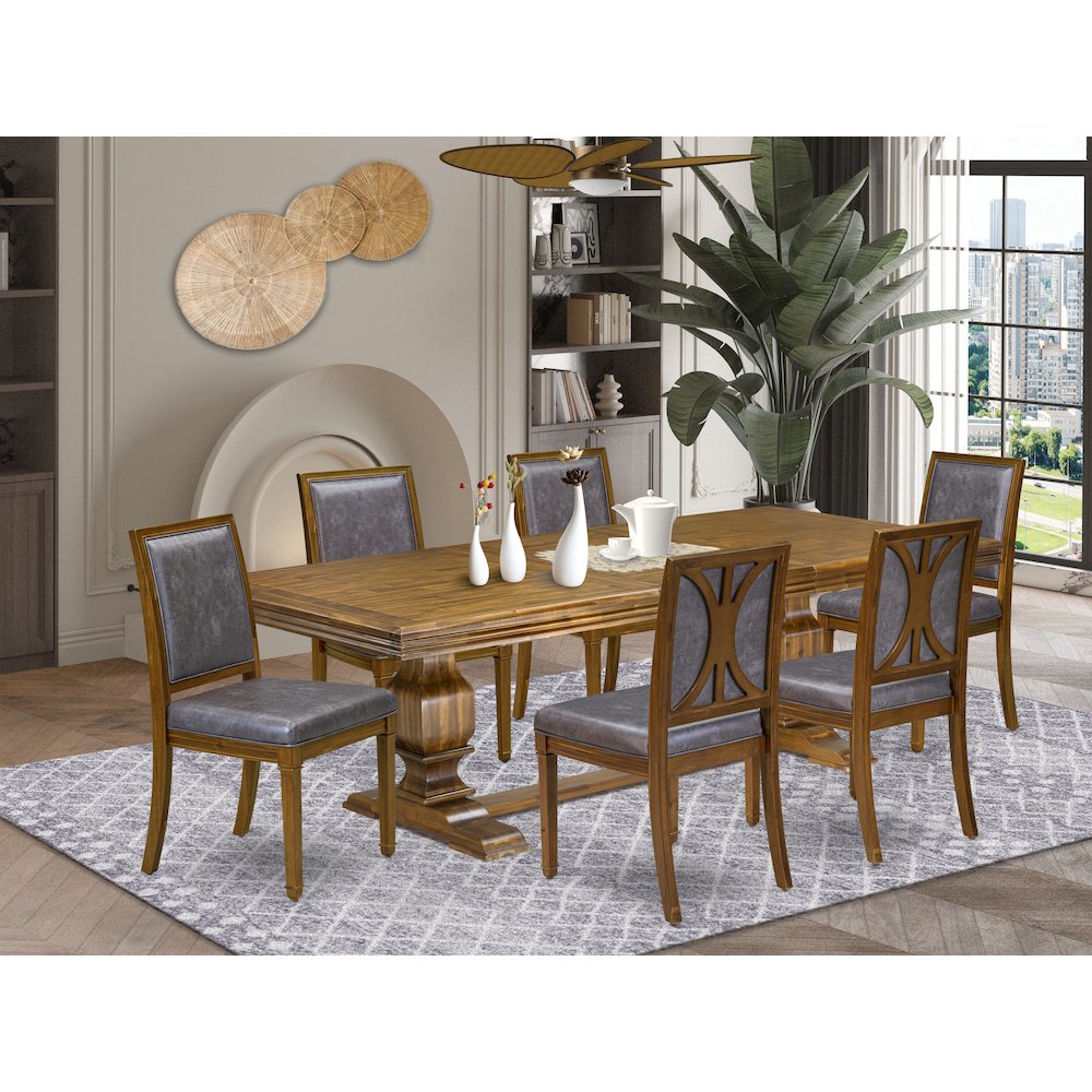 7 piece Modern Dining Table Set consists of a Dining Table and 6 Kitchen Chairs. Picture 5