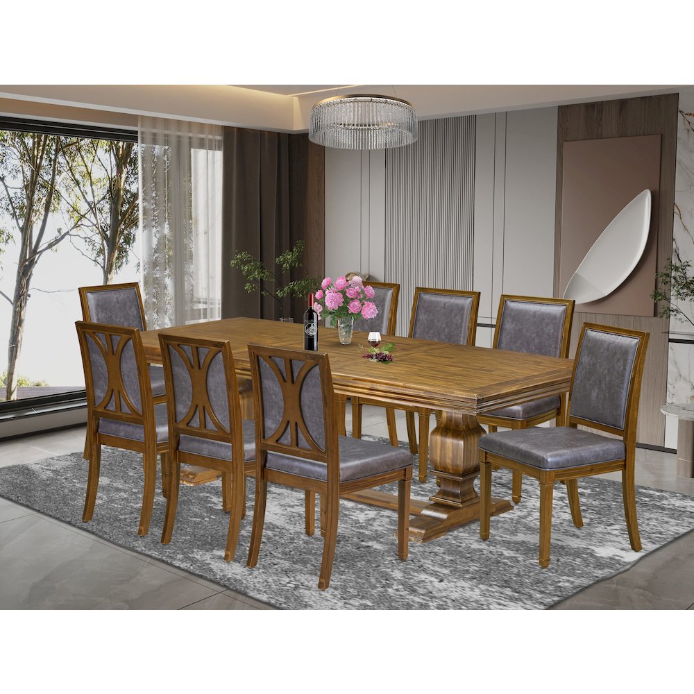 9 piece Dining Table Set includes a Kitchen Table and 8 PU Leather Dinner Chairs. Picture 5