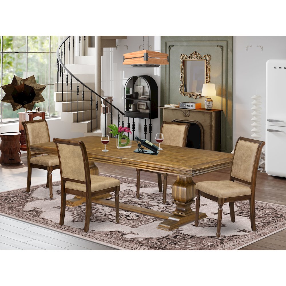 5 piece Dining Table Set a Kitchen Table and 4 Dark Grey Modern Dining Chairs. Picture 5
