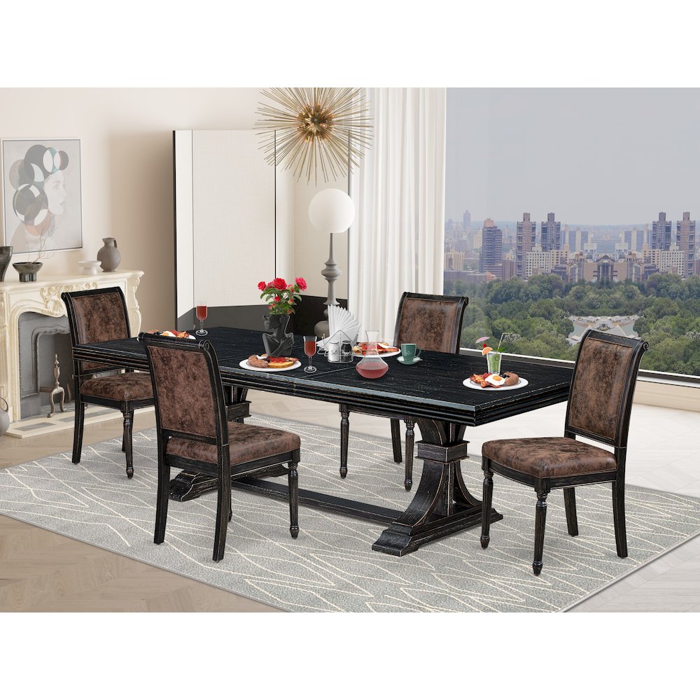 5 piece Kitchen Table Set includes a Modern Dining Table and 4 Dinner Chairs. Picture 5
