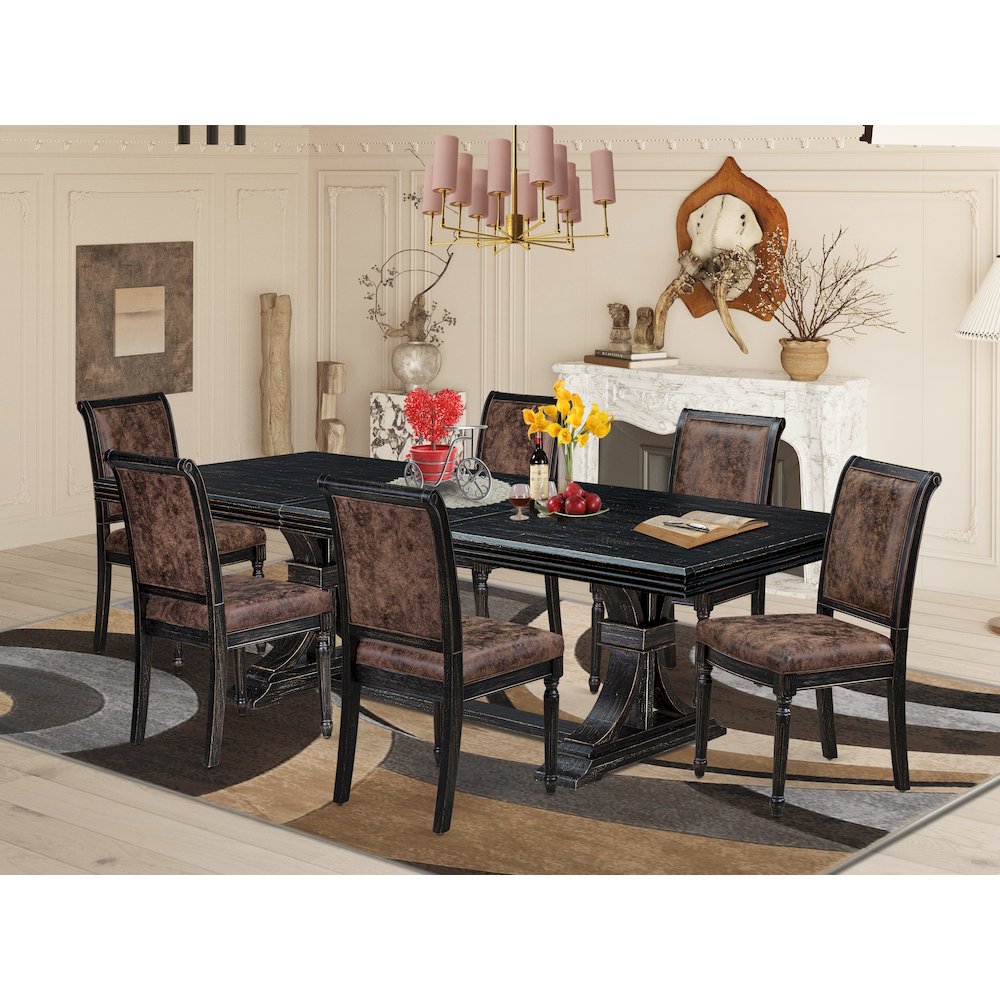 7 piece Modern Dining Table Set of a Dining Table and 6 Dining Room Chairs. Picture 5