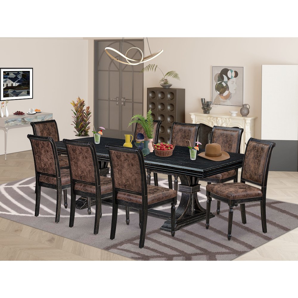 9 piece Kitchen Table Set includes a Modern Dining Table and 8 Dinner Chairs. Picture 5