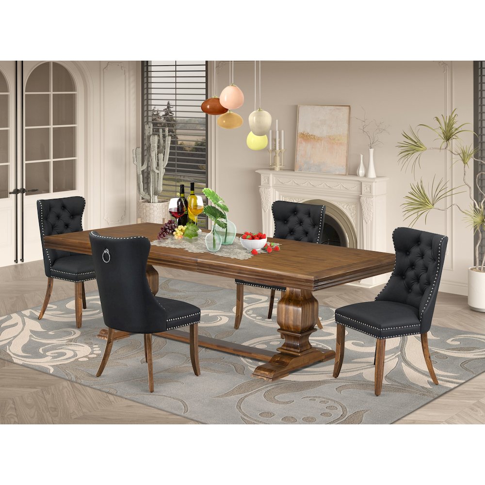 5 piece Dining Table Set a Kitchen Table and 4 Dark Grey Dining room Chairs. Picture 5