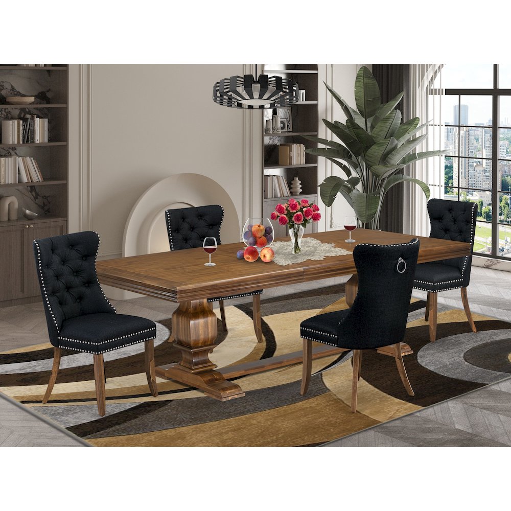 5 Pieces Modern Dining Set a Rectangle Kitchen Table and 4 Dining Chairs. Picture 5