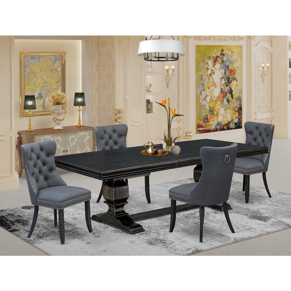 5 Pieces Modern Dining Set a Rectangle Kitchen Table and 4 Dining Chairs. Picture 5