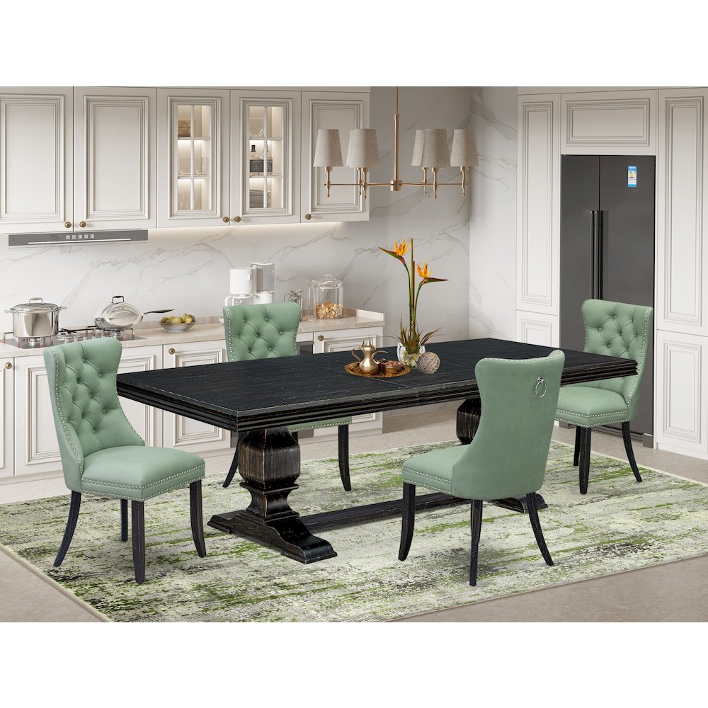 5 Pieces Modern Dining Set a Rectangle Kitchen Table and 4 Dining Chairs. Picture 5