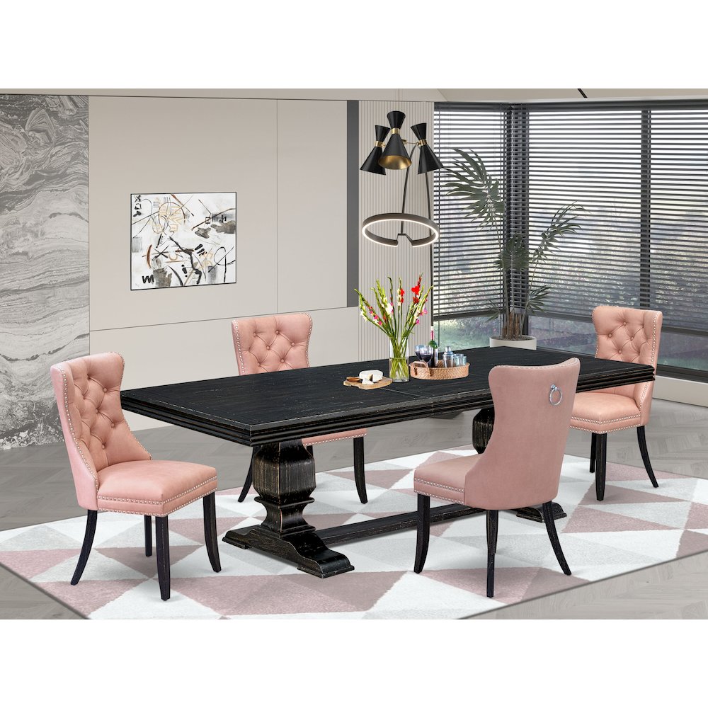 5 Pieces Modern Dining Set a Rectangle Kitchen Table and 4 Dining Chairs. Picture 5