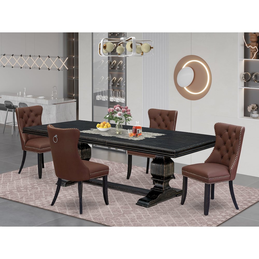 5 piece mid century kitchen set a wooden table and 4 dining chairs. Picture 5