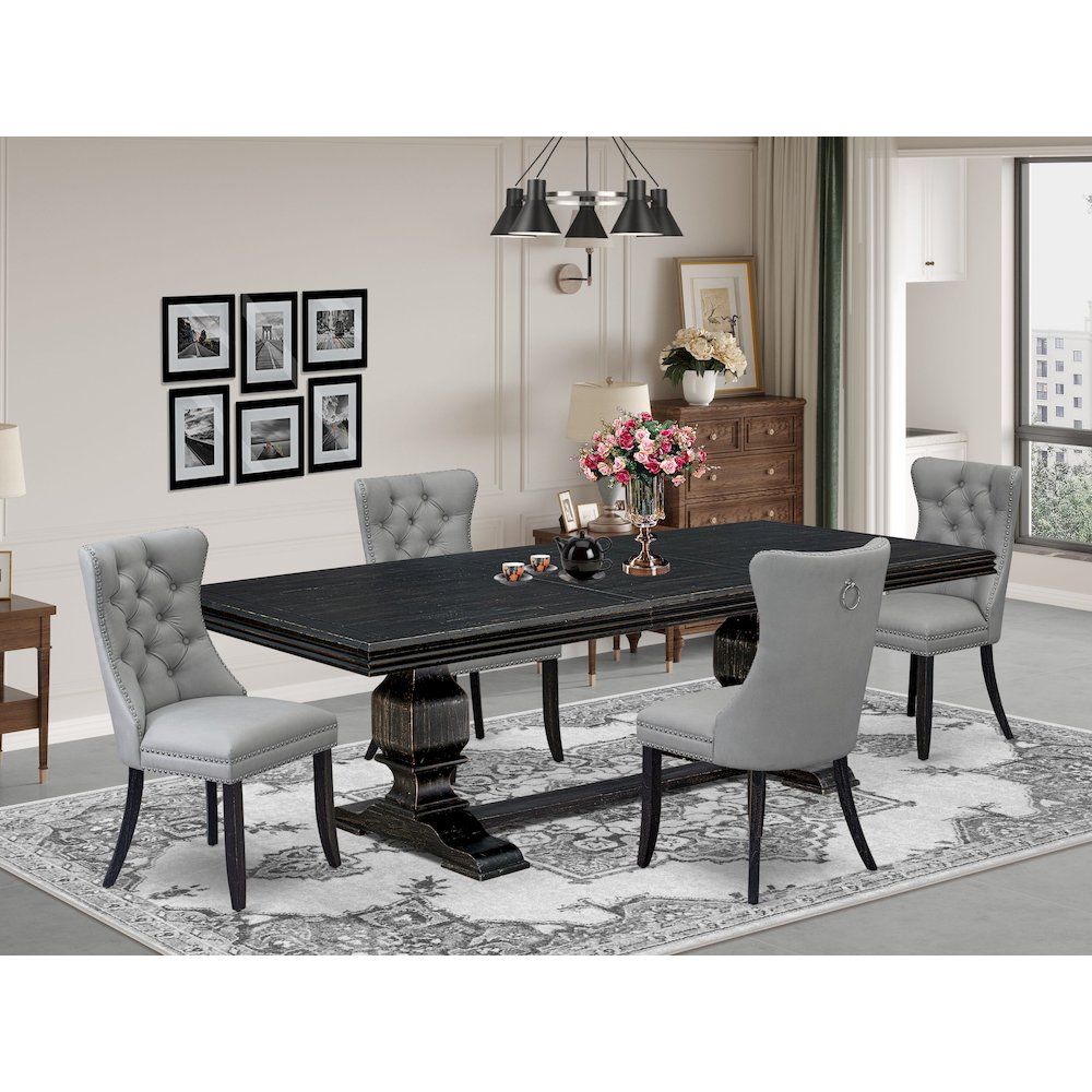 5 piece kitchen table set a dinner table and 4 Faux Leather dining room Chairs. Picture 5