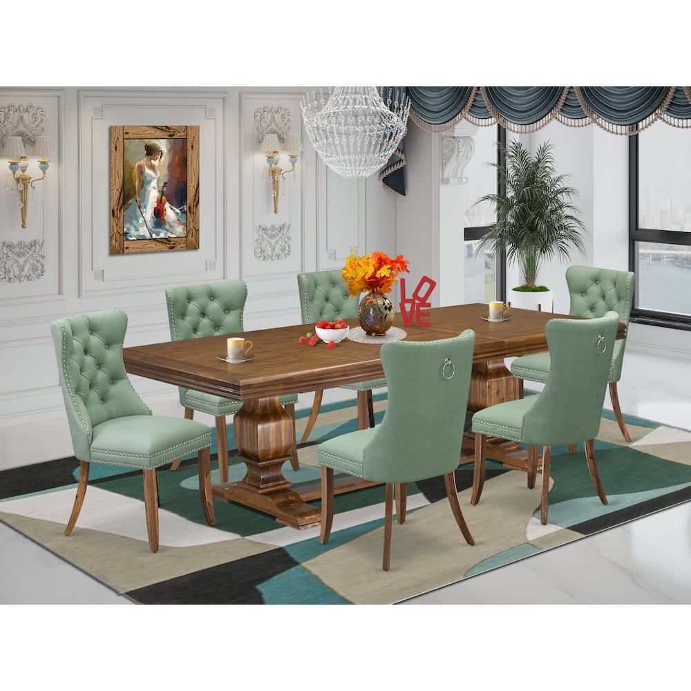 7 piece Kitchen Table Set includes a Dining Table and 6 PU Leather Dinner Chairs. Picture 5