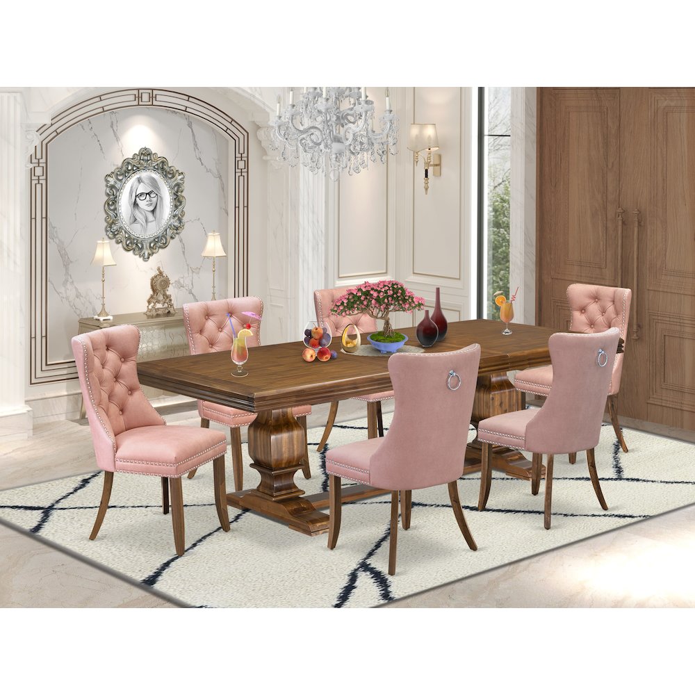 7 piece Modern Dining Table Set of a Dining Table and 6 Dinner Chairs. Picture 5