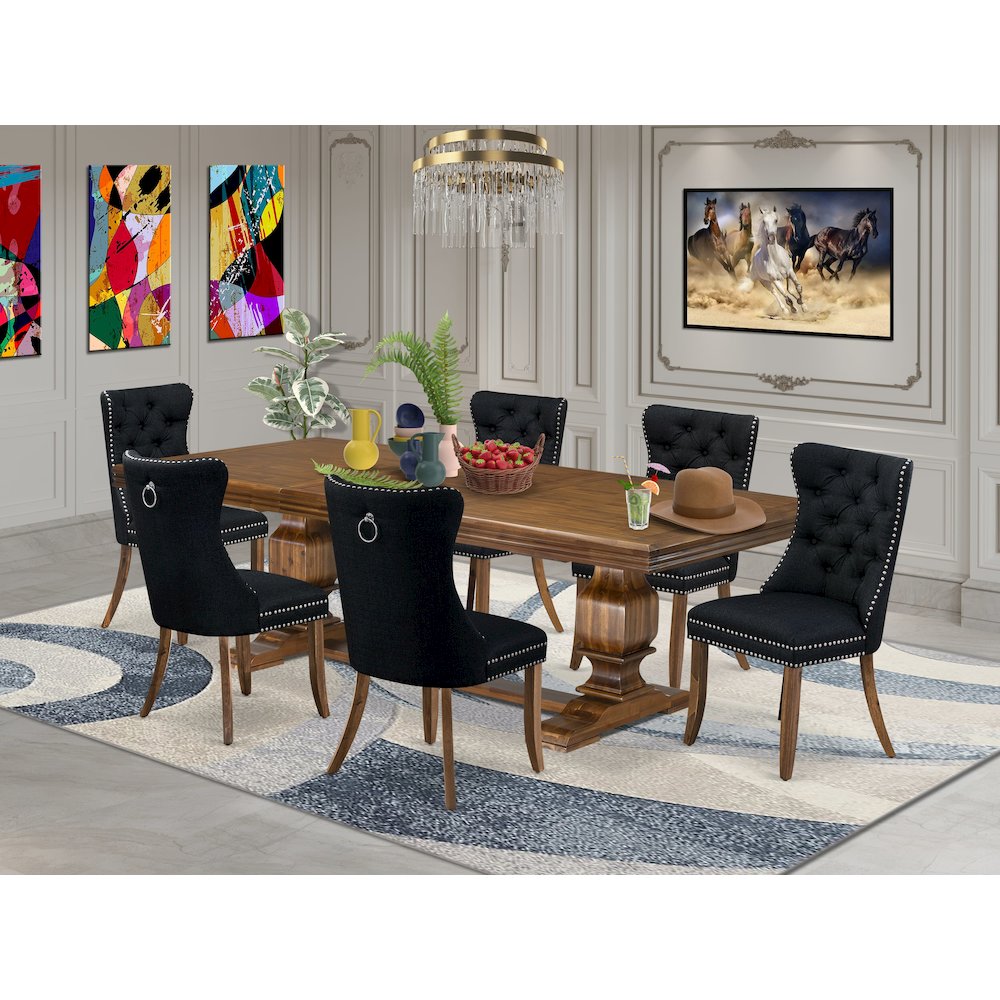7 Pieces Dining Set Contains a Rectangle Kitchen Table and 6 Modern Chairs. Picture 5