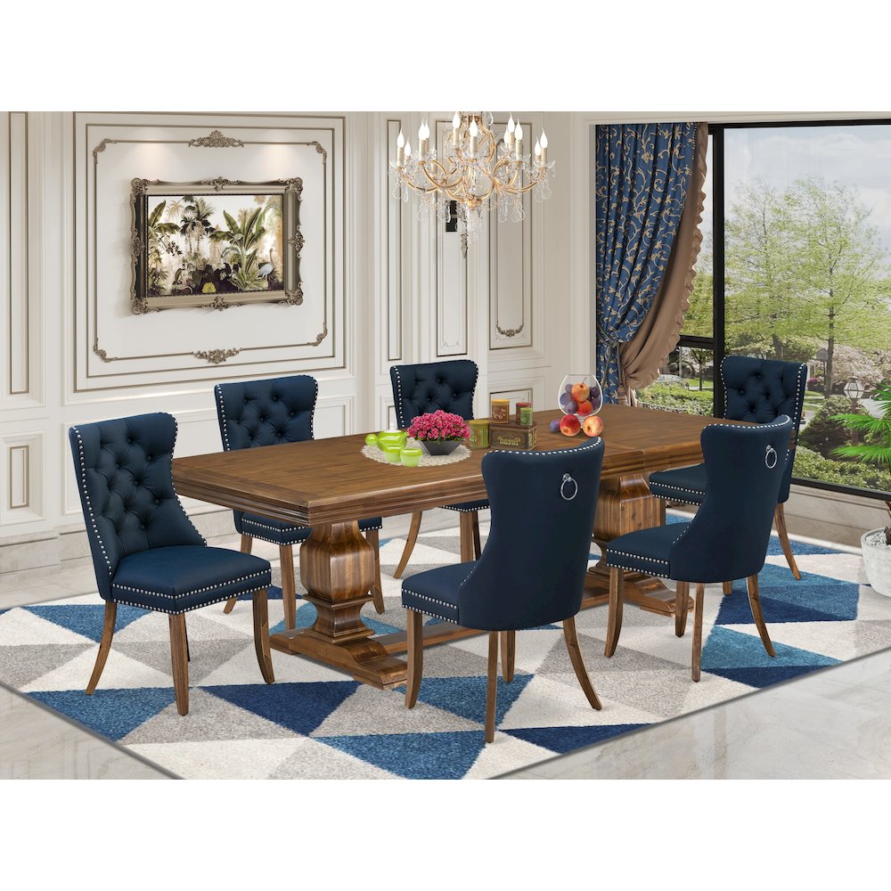 7 Pieces Dining Set Contains a Rectangle Kitchen Table and 6 Modern Chairs. Picture 5