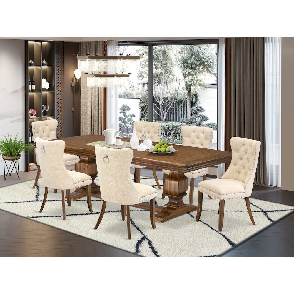 7 Pieces Dining Set Contains a Rectangle Kitchen Table and 6 Modern Chairs. Picture 5