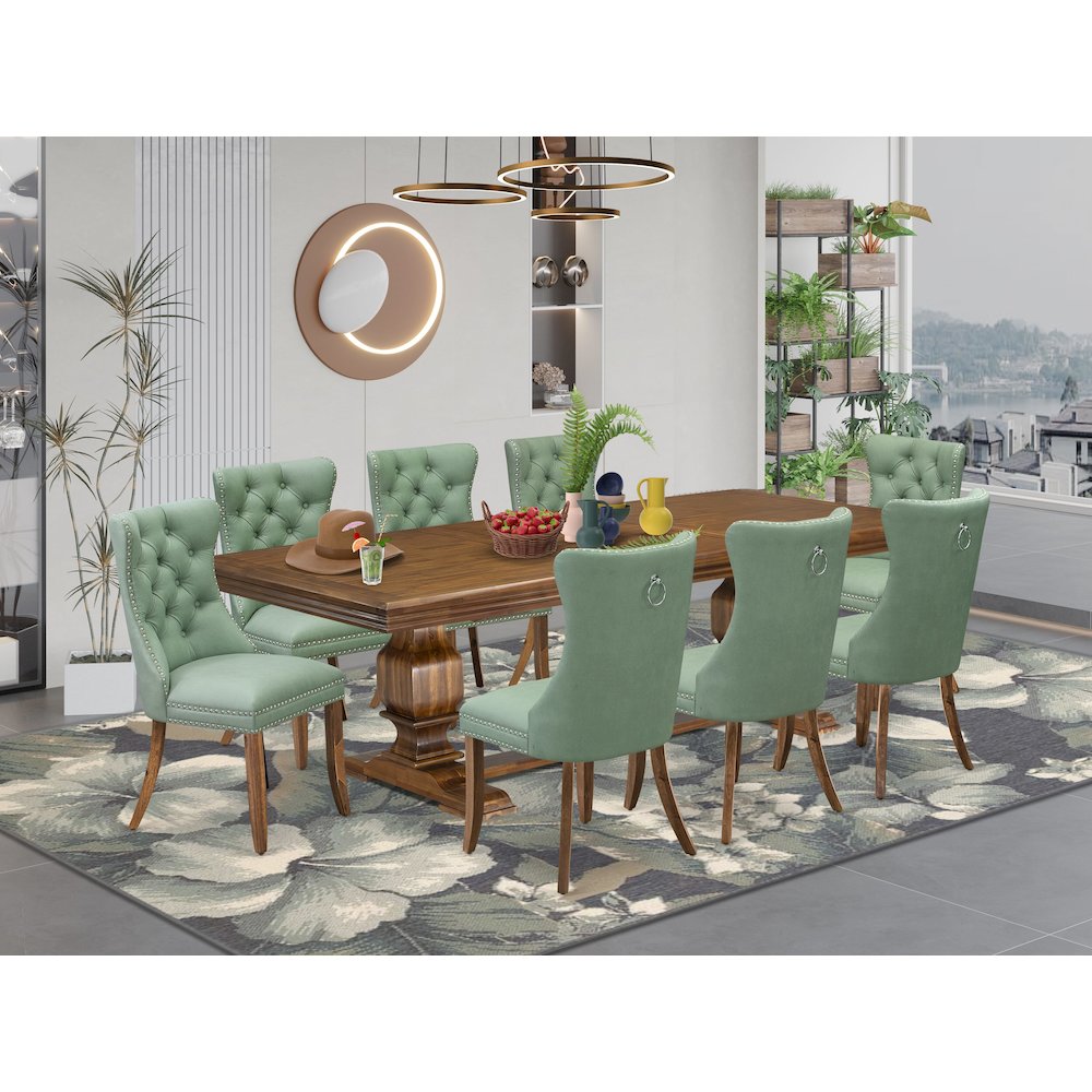 9 piece Mid Century Dining Table Set a Kitchen Table and 8 Dining Chairs. Picture 5