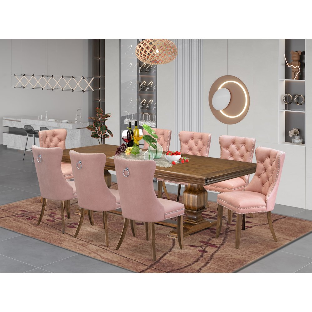9 piece Mid Century Dining Table Set a Dining Table and 8 Kitchen Chairs. Picture 5
