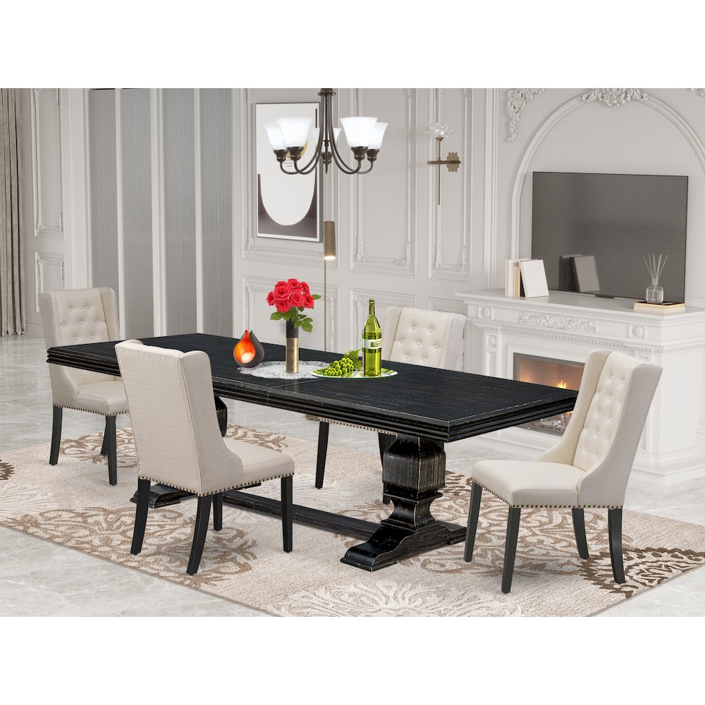 5 piece kitchen set in a wooden table and 4 kitchen chairs & black legs. Picture 5