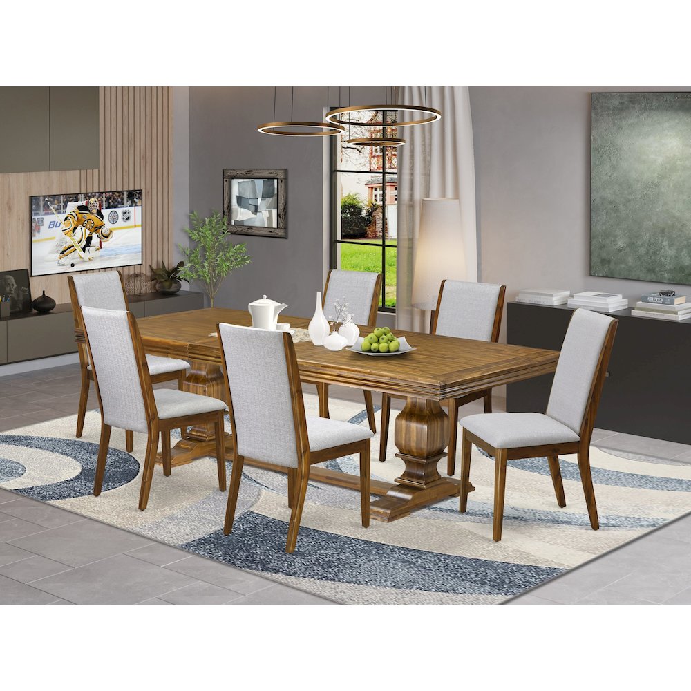 7 Pieces Dining Room set a Rectangular Kitchen Table and 6 Dining Chairs. Picture 5