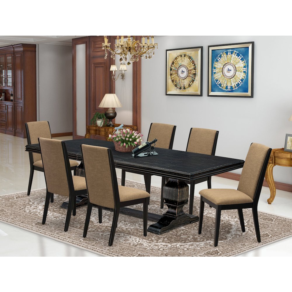7 Pieces Kitchen table Set a Rectangular Dining Table and 6 Kitchen Chairs. Picture 5