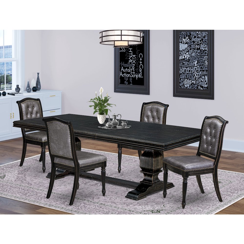 5 piece Dining Table Set consists of a Wooden Table and 4 Dinning Chairs. Picture 5