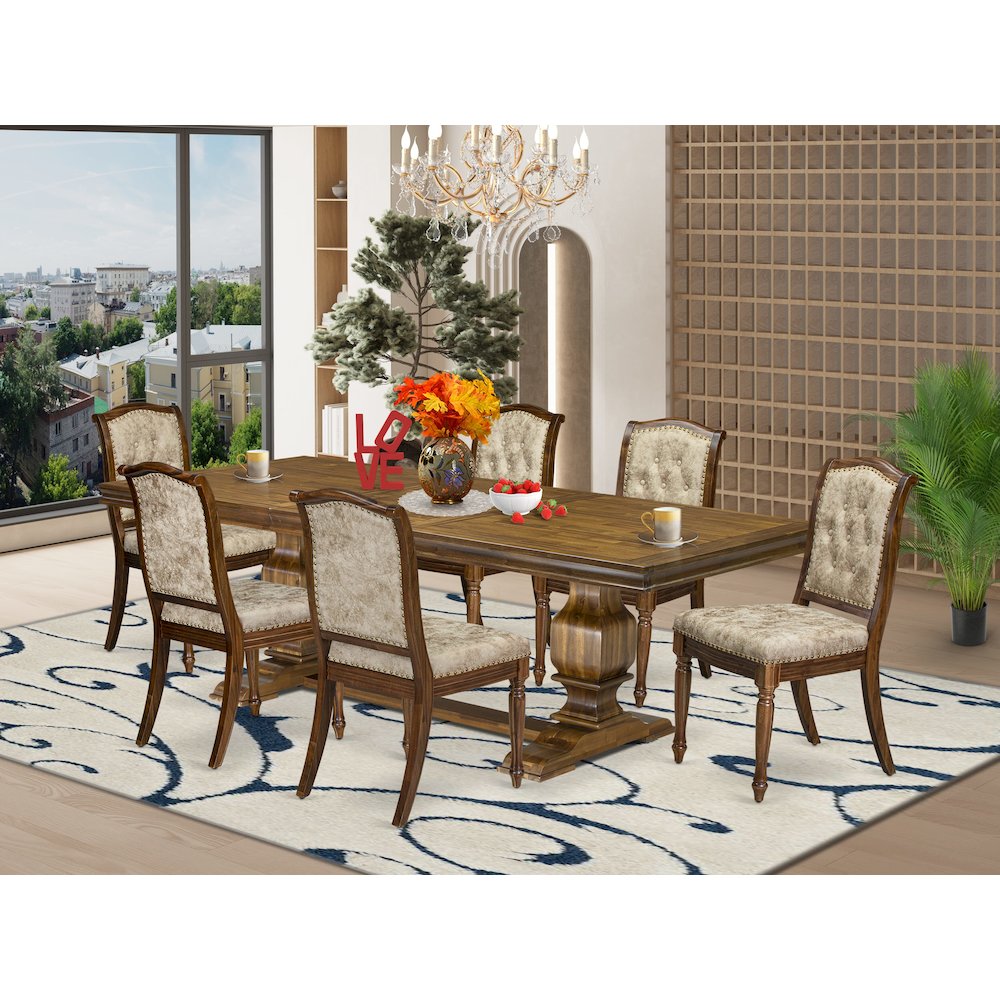 7 Pieces Kitchen table set a Rectangular Dining Table and 6 Dinner Chairs. Picture 5