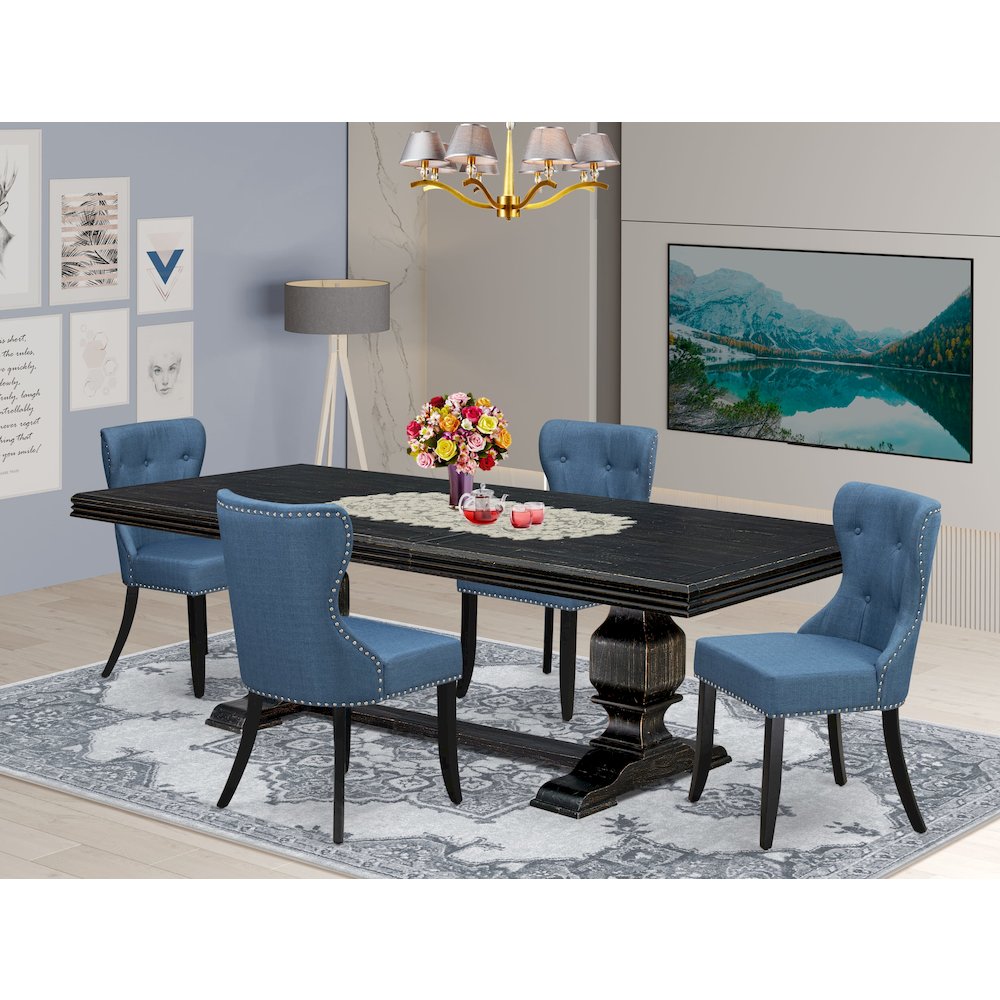 5 piece Dining Room Table Set of a Dining Table and 4 Upholstered Chairs. Picture 5