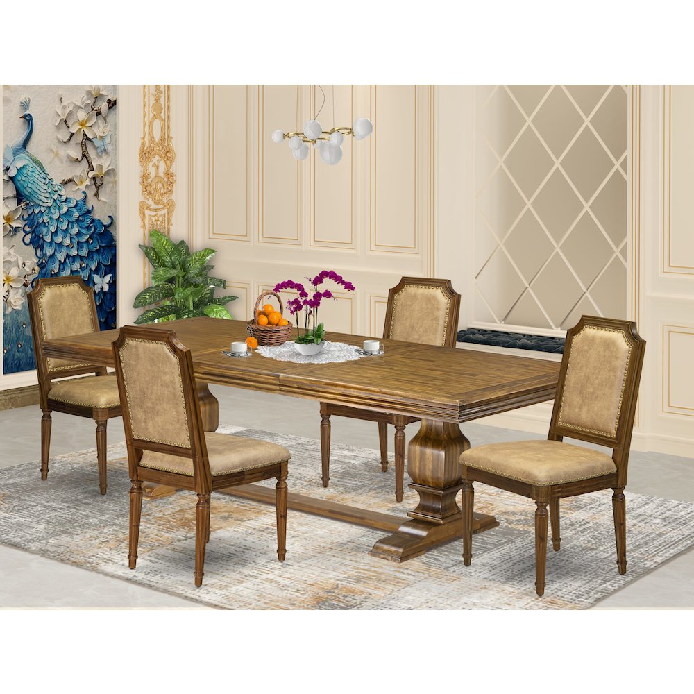 5 piece Dining Table Set of a Kitchen Table and 4 Dark Grey Dining room Chairs. Picture 5