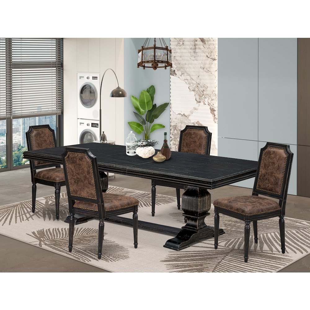 5 piece Kitchen Table Set consists of a Modern Dining Table and 4 Dining Chairs. Picture 5