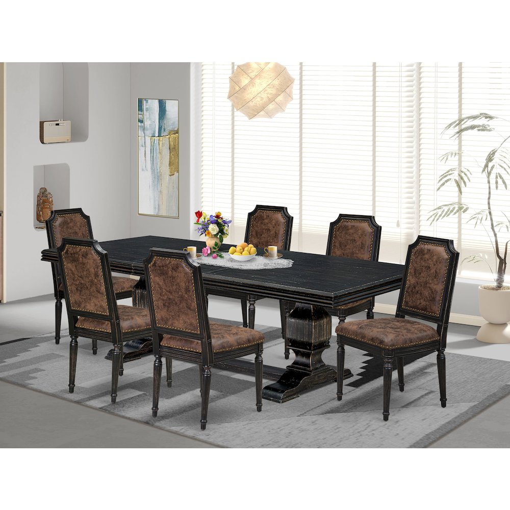 7 piece Modern Dining Table Set includes a Kitchen Table and 6 Dinner Chairs. Picture 5